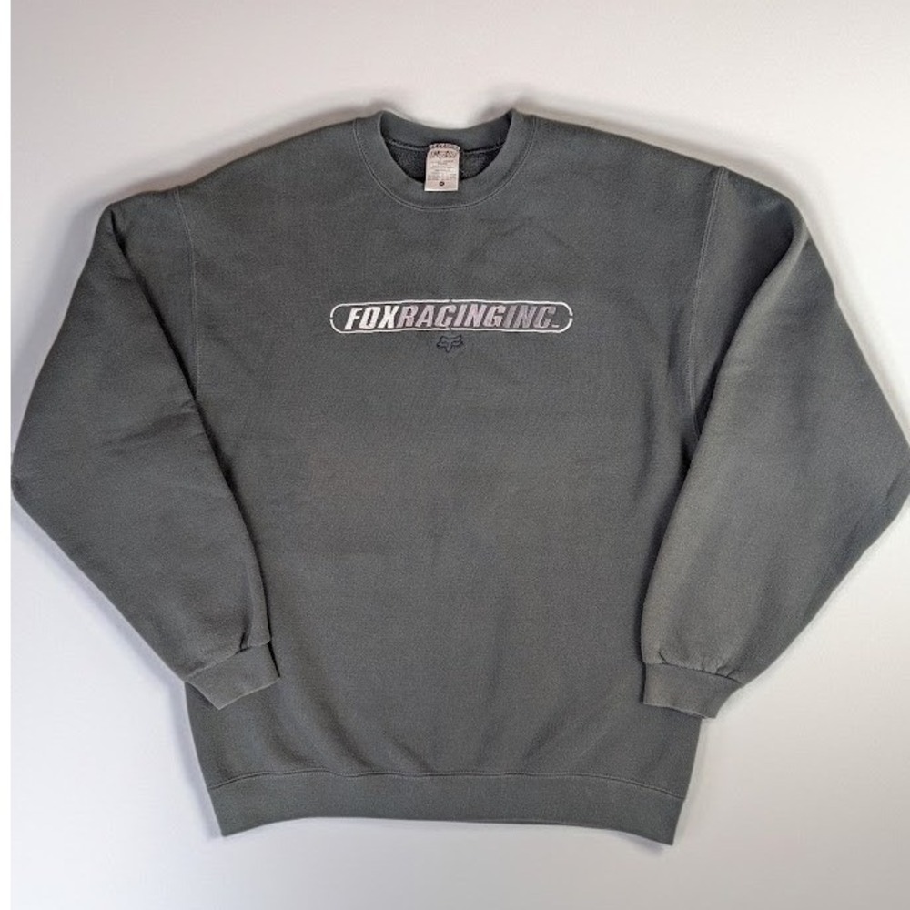 Vintage Fox Racing Inc Sweatshirt Men's M Gray Embroidered Pullover Moto